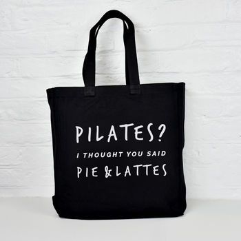 'Pilates? Pie And Lattes' Gym Tote Bag, 3 of 5