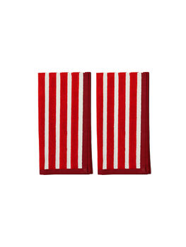 Block Stripe Napkins Set Of Two: Red/White, 2 of 4