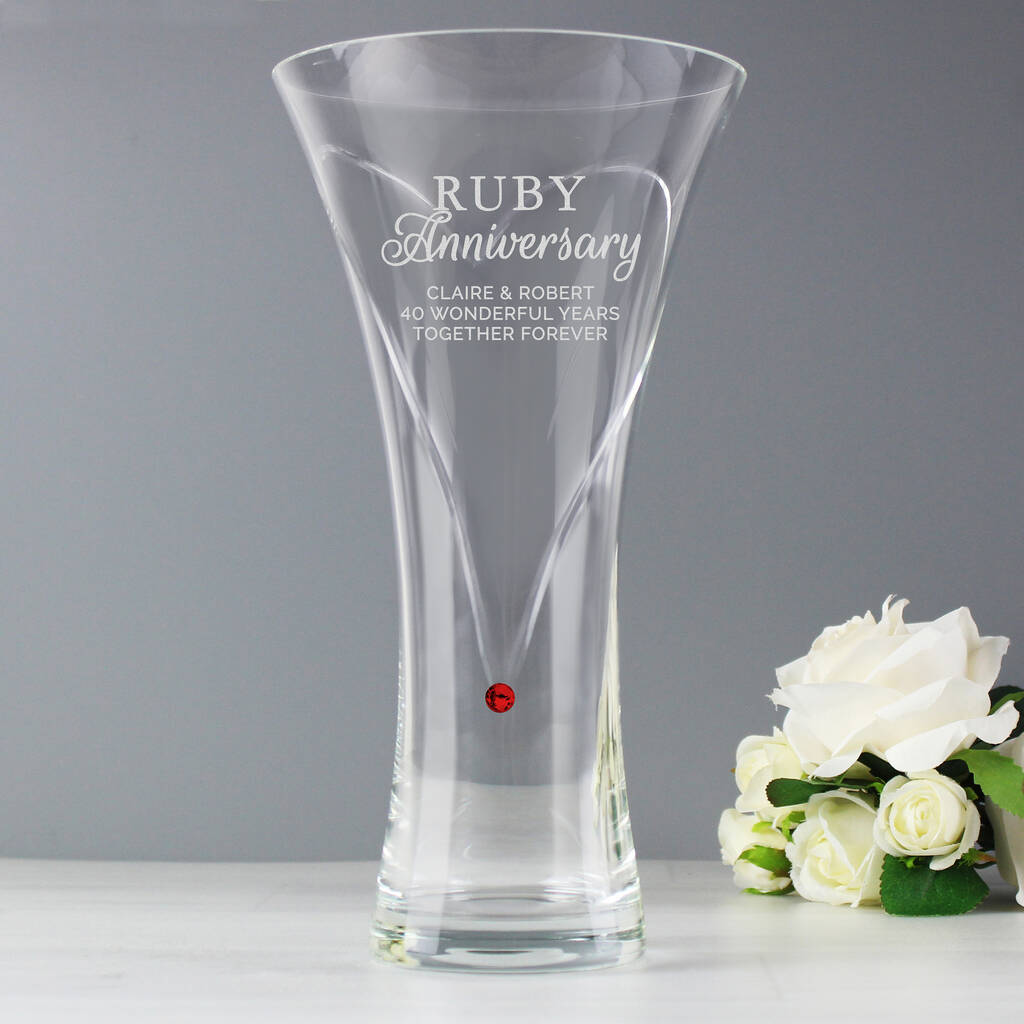 Personalised Ruby Wedding Cut Glass Vase Gift By Sassy Bloom As seen on