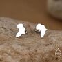 Sterling Silver Africa Map Stud Earrings, thumbnail 3 of 12
