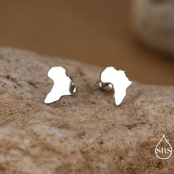 Sterling Silver Africa Map Stud Earrings, 3 of 12