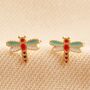 Enamel Dragonfly Stud Earrings In Gold Plating, thumbnail 4 of 5