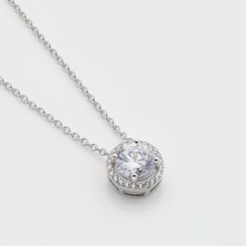 Round White Topaz 925 Sterling Silver Necklace, 2 of 3