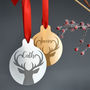 Personalised Silver Or Gold Metal Stag Christmas Bauble, thumbnail 1 of 4