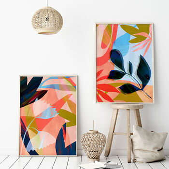 Blue And Pink Abstract Botanical Print Set Of Three, 5 of 12