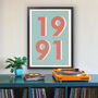 1991 Personalised Year Typography Print, thumbnail 5 of 12