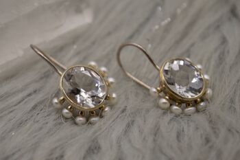 Clear Quartz, Pearl Silver Earrings, 2 of 12