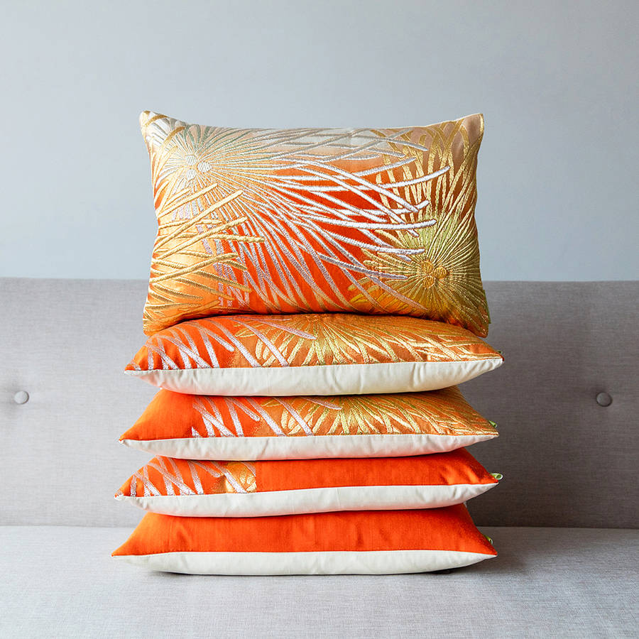 ombre silk orange cushion by hunted and stuffed