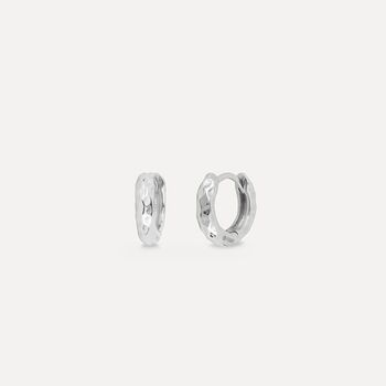 Gold Plated Micro Huggie Hammered Hoop Earring For Men, 3 of 12
