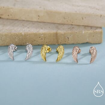 Sterling Silver Angel Wings Stud Earrings, 7 of 12