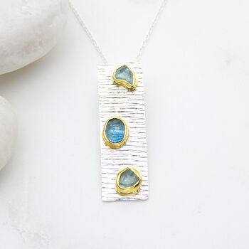 Aquamarine And Kyanite Gemstone Silver Jewellery Set, 4 of 7