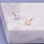 Sterling Silver Tiny White Opal Marquise Stud Earrings, thumbnail 5 of 10