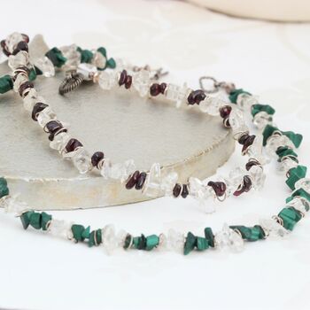 Gemstone Beaded With Crystal And Silver Collar Necklace, 3 of 6