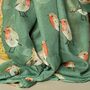 Watercolour Robins Print Scarf In Green, thumbnail 2 of 3