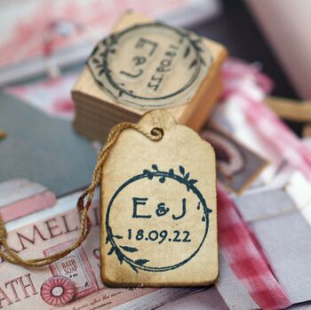 Personalised Wedding Wreath Initials Rubber Stamp, 5 of 5