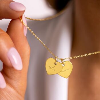 Personalised Couple's Double Heart Necklace, 3 of 12