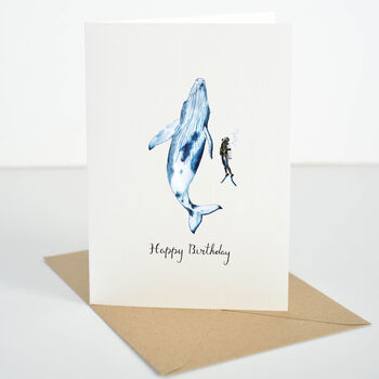 Personalised Whale And Diver Greetings Card, 2 of 4