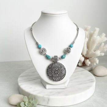 Turquoise And Silver Statement Necklace, 4 of 8
