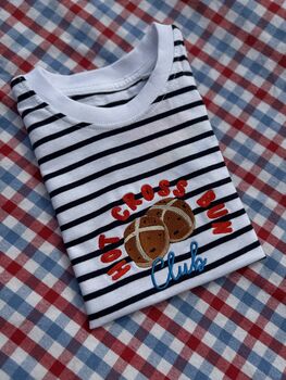 Hot Cross Bun Club Embroidered Easter Striped T Shirt, 2 of 3