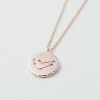 Personalised Rose Gold Plated Zodiac Charm Necklace, 2 of 3