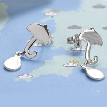 Sterling Silver Rainy Day Stud Earrings, 2 of 3