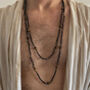 Mens Long Length Tigers Eye And Black Onyx Necklace, thumbnail 2 of 3