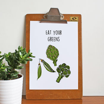 'Eat Your Greens' Kitchen Art Print, 2 of 2