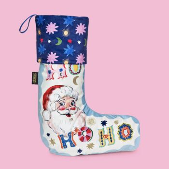Embroidered Santa Velvet Stocking, 4 of 4