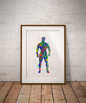 Set Of Four Bodybuilder Color Splash Print, 2 of 6