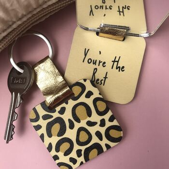 Personalised Leopard Print Mirror Keyring, 2 of 6