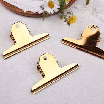 Set Of Large Gold Bulldog Clips, 4 of 4