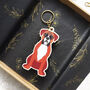 Boxer Dog Wooden Keyring With Optional Christmas Card, thumbnail 9 of 12