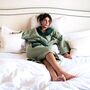 Dark Green Two Tone Unisex Waffle Bathrobe, thumbnail 1 of 6