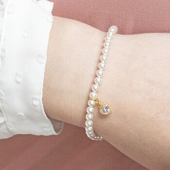 Bridesmaid Pearl Bracelet With Crystal Heart, 3 of 7