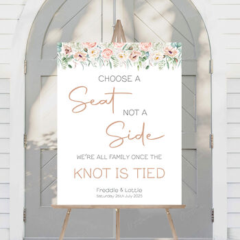 Wedding Choose A Seat Sign Peach Pink Florals, 2 of 6