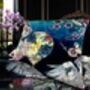 Kakuru Lanterns Japanese Lanterns With Crane Birds And Blossom Velvet Square Cushion, thumbnail 1 of 10