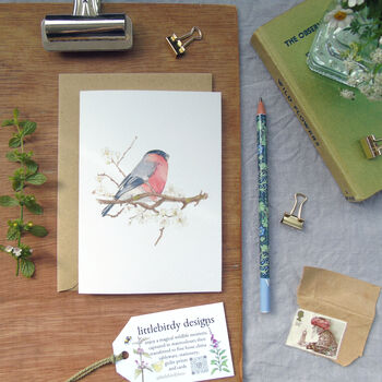 Bullfinch And Blossom Greetings Card, 5 of 10