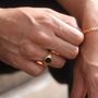 Gold Signet Noir Vintage Style Patterned Band Ring For Men, thumbnail 1 of 12