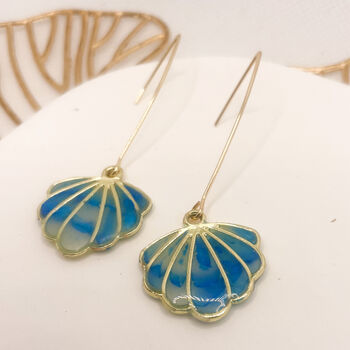 Blue Sea Shell Threader Earrings, 2 of 8