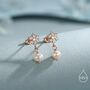 Sterling Silver Snowflake And Natural Pearl Stud Earrings, thumbnail 3 of 12