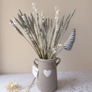 Grey Heart Vase With Grey Dried Flower Arrangement, 3 of 3