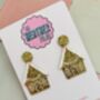 Gingerbread House Glitter Christmas Earrings / Festive Jewellery / Novelty Dangles / Christmas Gift / Sparkly Holiday Accessories, thumbnail 5 of 6