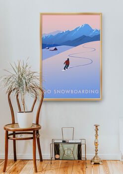 Go Snowboarding Travel Poster Art Print, 5 of 8