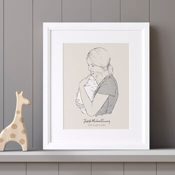 Personalised Monochrome New Parent And Baby Sketch, 3 of 6