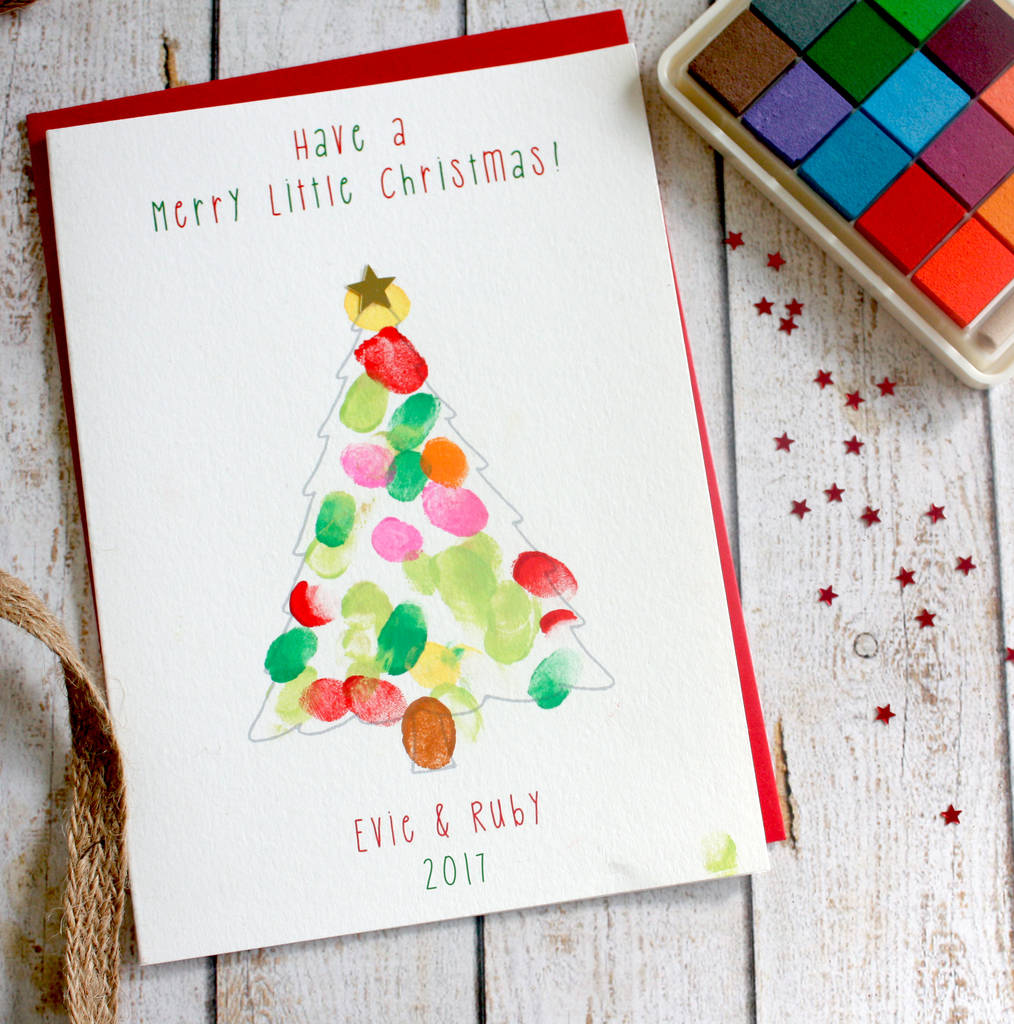 Personalised Finger Print Christmas Cards And Ink Pad