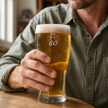 Personalised Pint Glass Engraved For 60th Birthday Gift, 2 of 12