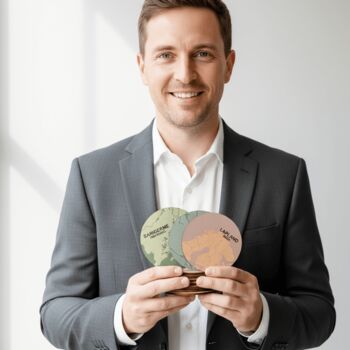 Personalised Favourite Location Maps Wooden Coaster Set, 9 of 11