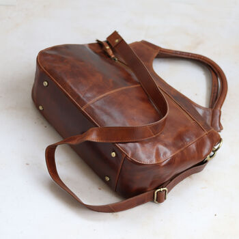 Tan Leather Laptop Work Tote Bag, 2 of 5