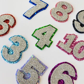 Number Shaped Glitter Birthday Badge, 6 of 8