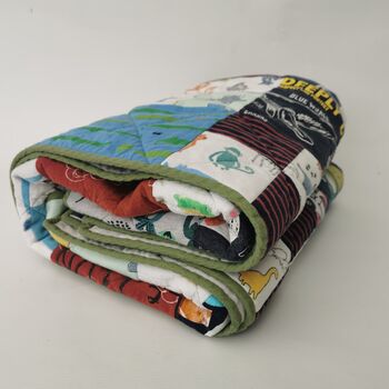 Memory Quilted Blanket, Keepsake Throw Made From Baby Clothes, Cot Bed, Personalised Patchwork Quilt, T Shirt Blanket, Baby 1st Year Gift, 12 of 12